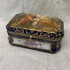 Antique artist-signed hand-painted porcelain box C:1759 F. Bouchée Jewelry Box picture