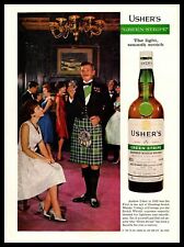 1962 Usher's Green Striep Scotch Whisky Man In Kilt And Sporran Vintage Print Ad picture