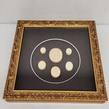 6 Antique Italian Plaster Grand Tour Cameo Intaglios Hand Carved Guilded Framed  picture