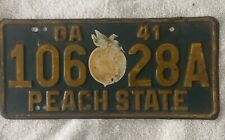 Vintage Original 1941 Georgia license plate.  See My Other Plates picture
