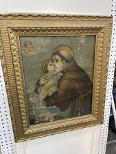 Antique Victorian Gilt Wood & Gesso Carved Picture Frame 21x27” w/print 16x19.5” picture