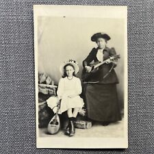 Vintage Postcard Rppc Girl with Mandolin Woman with Guitar Fashion Studio Photo picture