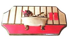 Vintage Bathing Lady Women Bathroom Wall Sign Pink Chalkware Retro Mid Century picture
