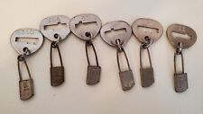 Vintage Lot Of 6 Metal Safety Pins Laundry   Key Tags 3.25