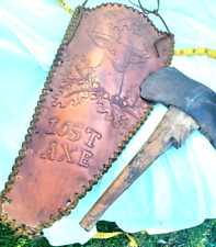 Genuine Native American Antique Axe & hand crafted Leather Sheath w/ Deer Image picture