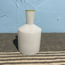 Polish Art Glass Vase White With Green Top Blown Glass Made In Poland 7