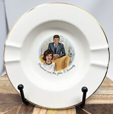 Commemorative Ash Tray President and Mrs. John F. Kennedy VTG Gold Trim IEC picture