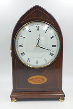 Vintage Comitti of London arched mahogany marquetry inlaid mantle clock picture