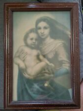 Vtg Sistine Madonna & Child 8 X 12 Print In Frame Raphael picture