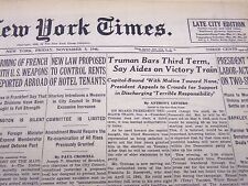 1948 NOV 5 NEW YORK TIMES NEWSPAPER - TRUMAN BARS THIRD TERM - NT 59 picture