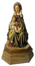 Very Rare Antique Anri Italy Madonna Virgin Mary Hand Carved Wood Statue 8” picture