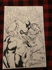 Harley Quinn & Joker - Black & White Art Print - Signed By Batt picture