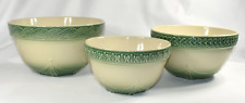Longaberger Pottery Ivy Green Set 3 Mixing Bowls Nesting American Craft ACO Lot picture
