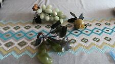 Vintage Hard Stone Fruit Jade Leaves Grapes Pomegranate Green picture
