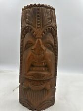 VTG Tiki Totem Statue Hand Carved Wooden Figure by Hawaiian Artist Signed 1991 picture