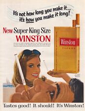 1967 Winston Cigarettes Print Ad Lady Sailboat Super King Size picture
