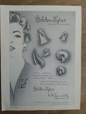 1957 krementz 14-karat gold golden lyrics earrings vintage jewelry ad picture