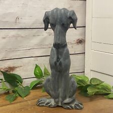 VIRGINIA METALCRAFTERS Cast Iron SITTING HOUND DOG PUPPY DOORSTOP Whippet Statue picture
