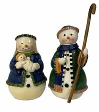 Vintage Nativity Christmas Snowman Couple Mary Joseph Baby Jesus 7” picture