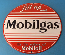 Vintage Mobilgas Porcelain Sign - Mobil Fill Up Porcelain Gas Pump Plate Sign picture