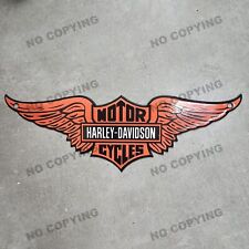 VINTAGE HARLEY-DAVIDSON MOTORCYCLES 12” PORCELAIN WINGS GAS OIL SIGN picture