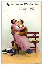 1912 Lovers Sitting Bench Opportunities Waisted Tomah Wisconsin Vintage Postcard picture