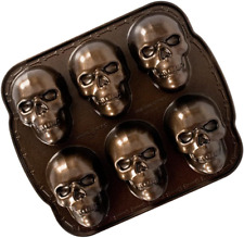 Nordic Ware Halloween Bakeware, Haunted Skull Cakelet Pan, Bronze picture