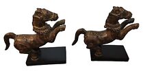 Vintage Decorative Samurai Horse Figures on Lacquered Bases - A Pair picture