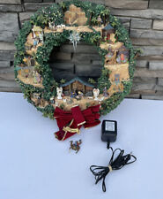 Thomas Kincaid Illuminated Christmas Nativity Wreath Works W/ Battery For Repair picture
