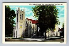 Springfield IL- Illinois, First Christian Church, Religion, Vintage Postcard picture
