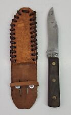 Antique VTG Crucible High Carbon Bowie Fixed Blade Knife w Leather Sheath rare picture