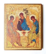 Christian Orthodox Holy Trinity Icon, Rublev, Handmade, Wooden board 17.5x14.5cm picture