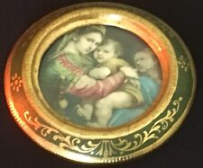 Antique Italy Tole Florentine Raphael Madonna Child St John Mini Print Framed picture
