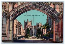 1938 City College Entrance Gate Scene New York City NYC Posted Vintage Postcard picture