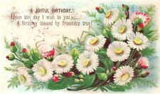 1880s-90s White Flowers A Joyful Birthday Blessed by Friendship Embossed picture