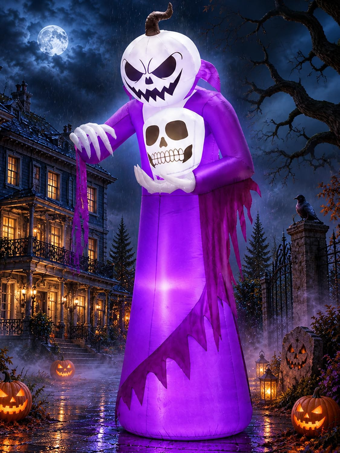 12FT Giant Halloween Inflatables Decorations Outdoor Pumpkin Ghost Wizard 12FT Giant Halloween Inflatables Decorations Outdoor Pumpkin Ghost Wizard