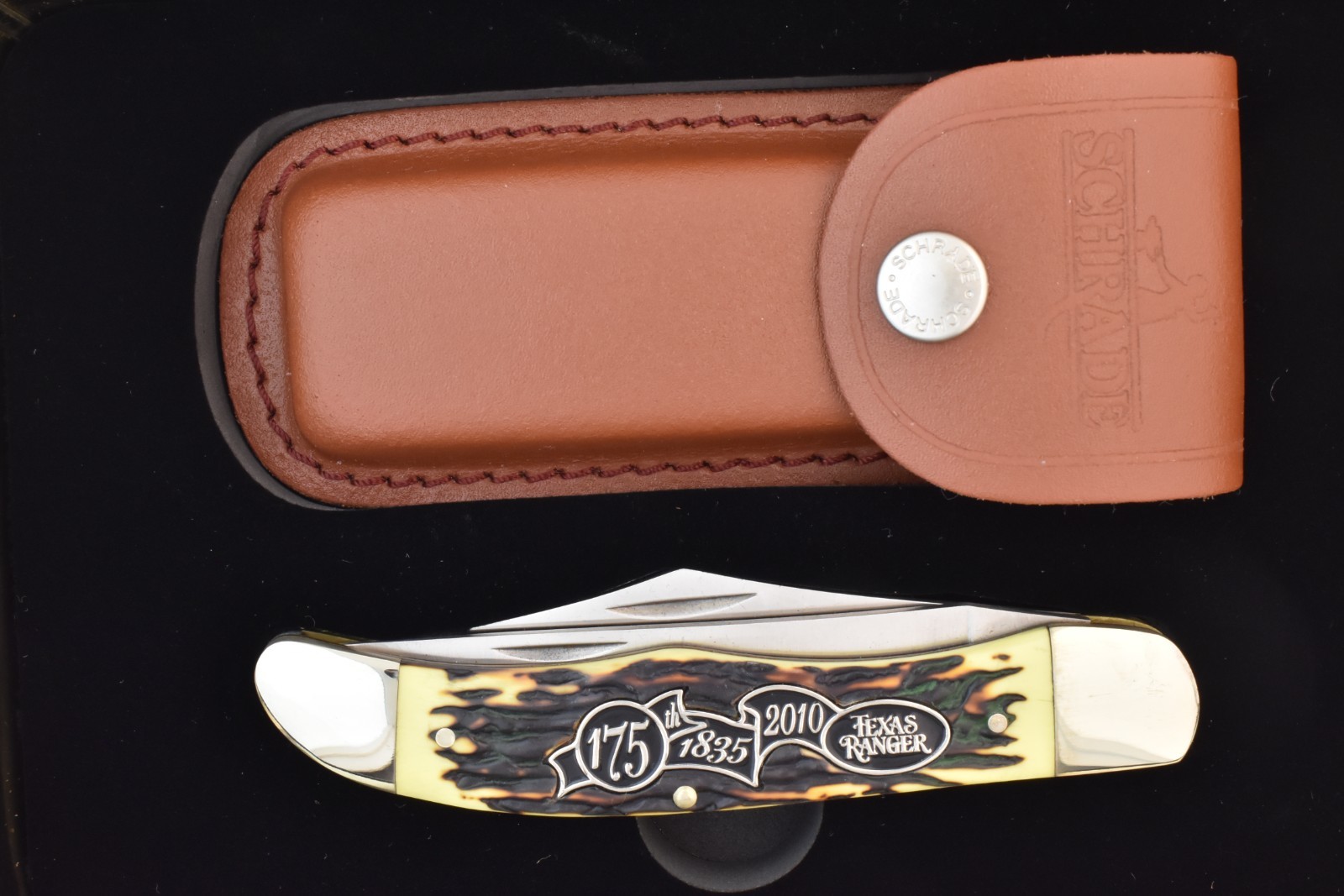 SCHRADE UNCLE HENRY 1835-2010 TEXAS RANGERS STAGLON DELRIN FOLDING HUNTER KNIFE SCHRADE UNCLE HENRY 1835-2010 TEXAS RANGERS STAGLON DELRIN FOLDING HUNTER KNIFE