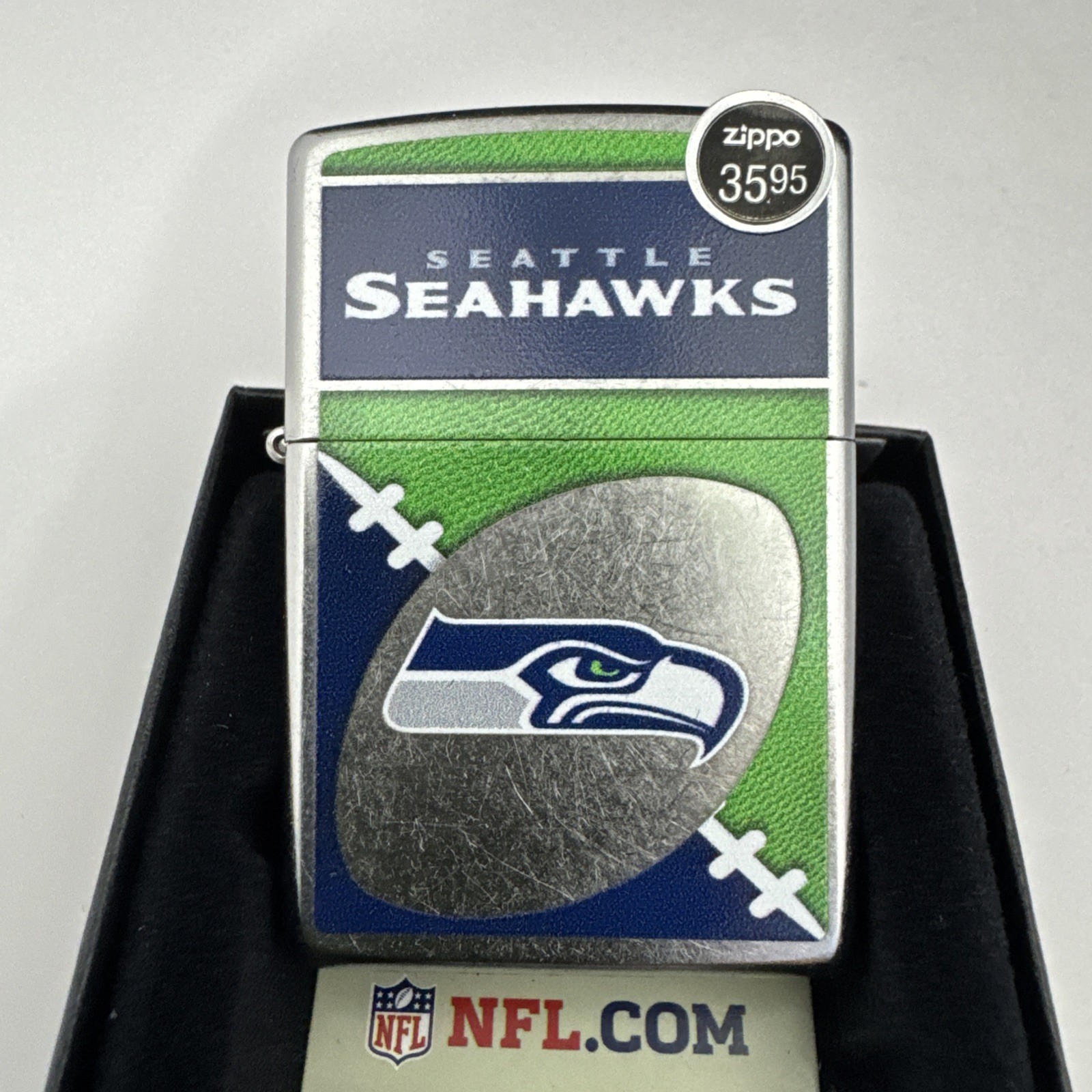 Zippo NFL Seattle Seahawks Football Logo on Street Chrome Lighter - 46463 - New