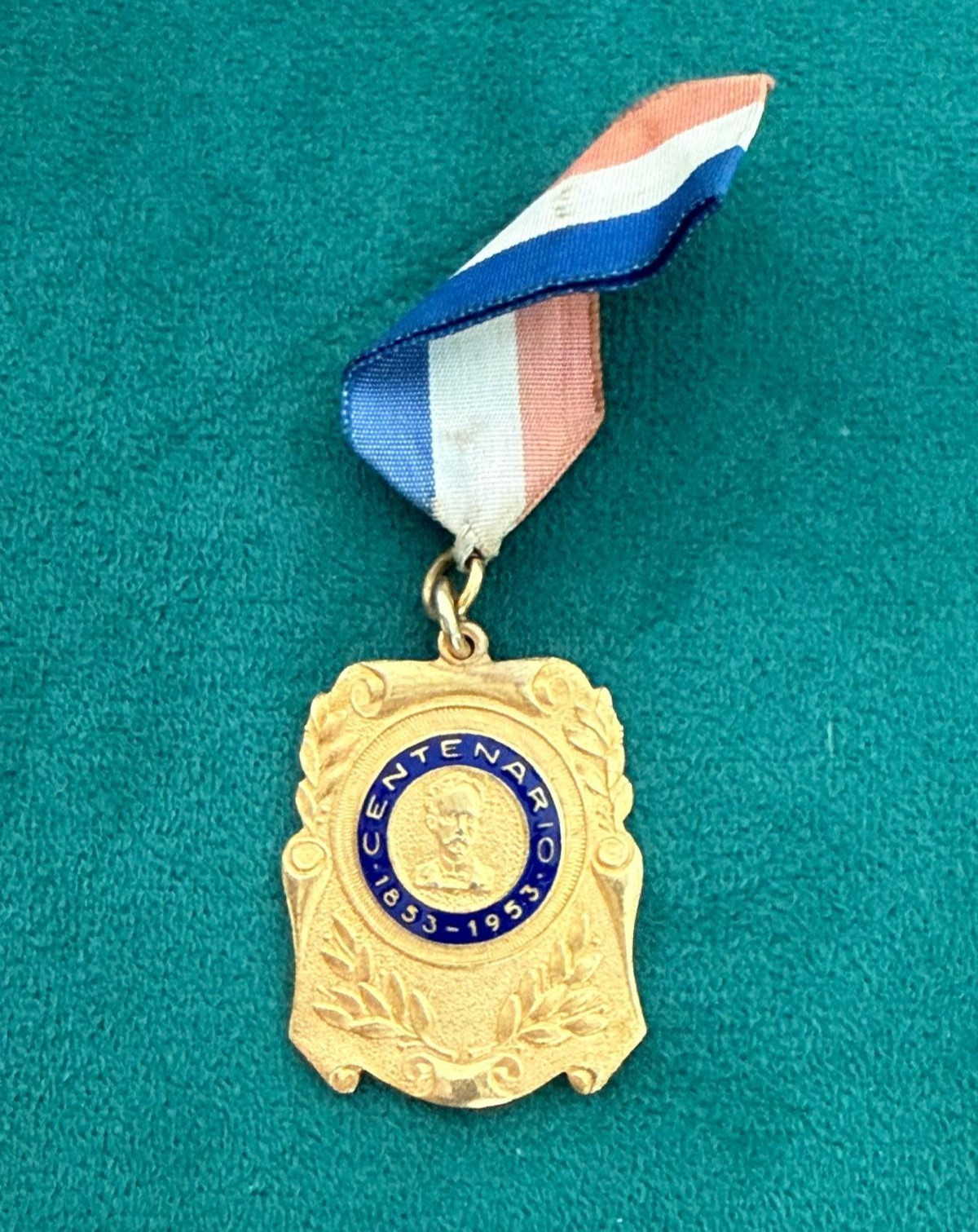 1953 José Martí Centenario 1853-1953 Cuba Centennial Medal Vintage Ribbon 1953 José Martí Centenario 1853-1953 Cuba Centennial Medal Vintage Ribbon