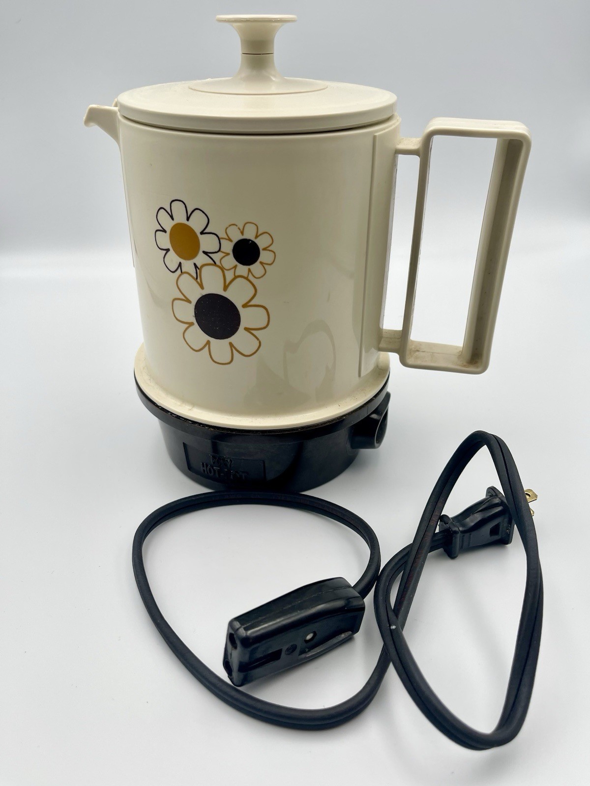 Vntg 70s Regal Poly Insta Hot Pot 5 Cup Electric Coffee/Tea Mod Daisy Works Well