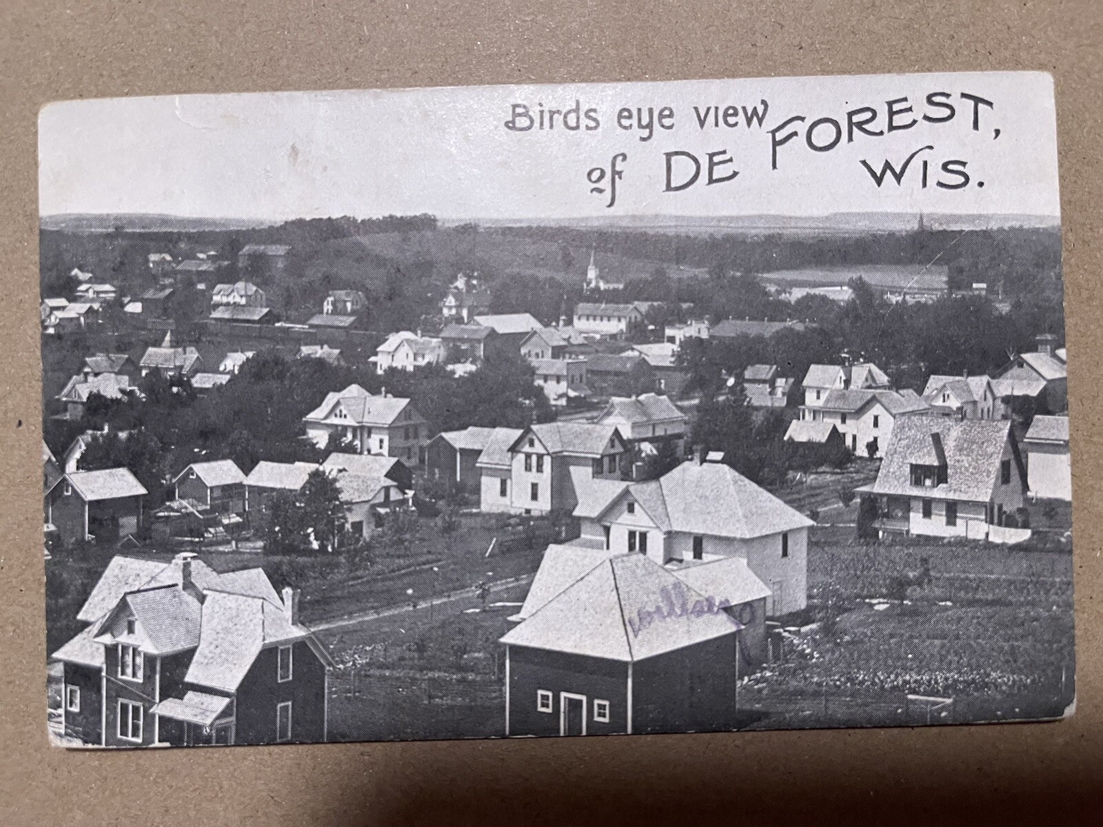 De Forest, Wisconsin 1913 Birds Eye View Postcard