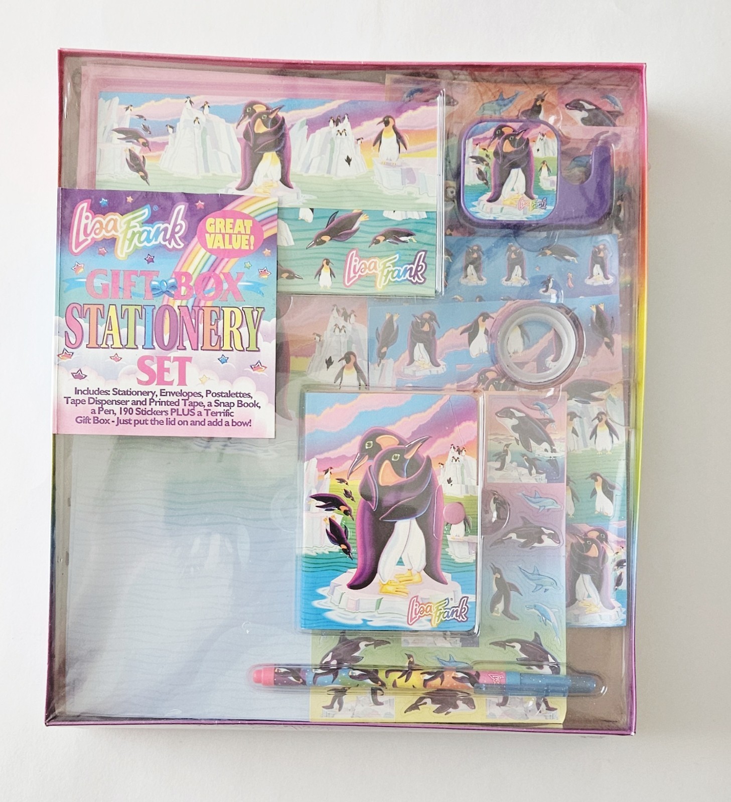 Vtg Lisa Frank Gift Box Stationery Set NIP Penguins Dancing Dolphins stickers Vtg Lisa Frank Gift Box Stationery Set NIP Penguins Dancing Dolphins stickers