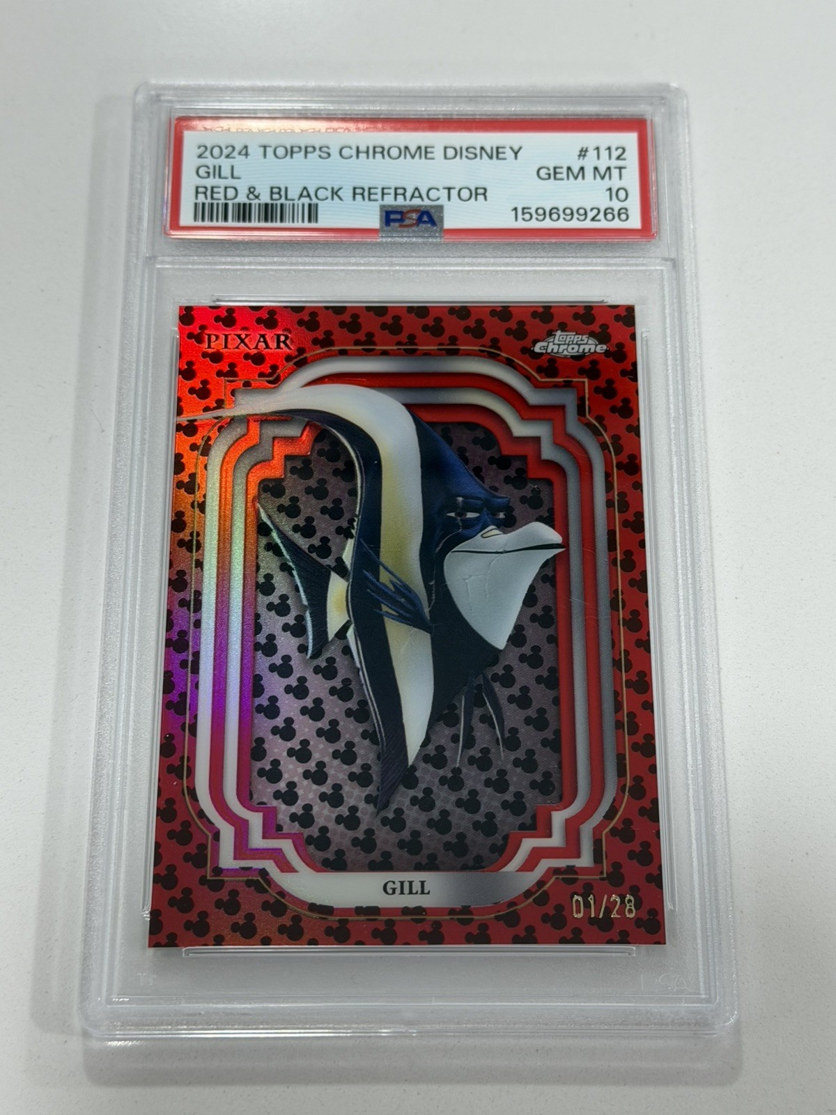 Gill 2024 Topps Chrome Edition Disney Red/Black /28 PSA 10