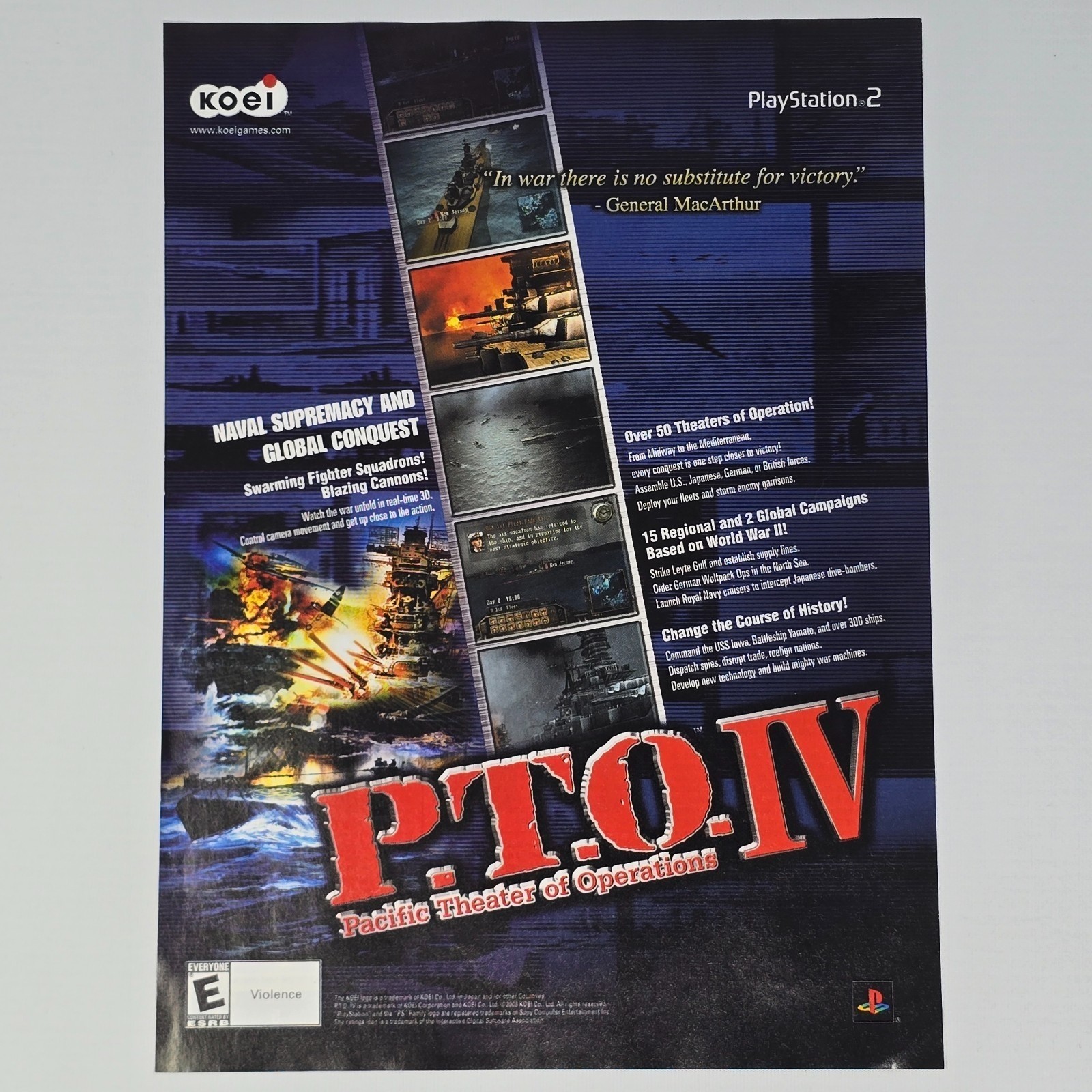 P.T.O. IV Pacific Theater Of Operations PlayStation 2 PS2 Authentic Magazine Ad P.T.O. IV Pacific Theater Of Operations PlayStation 2 PS2 Authentic Magazine Ad