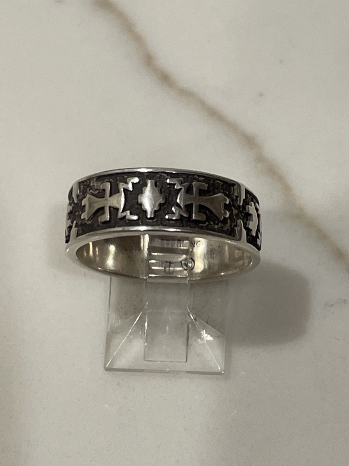 Vintage Navajo sterling silver wide cross band ring size 7.5 4.7G sterling Vintage Navajo sterling silver wide cross band ring size 7.5 4.7G sterling