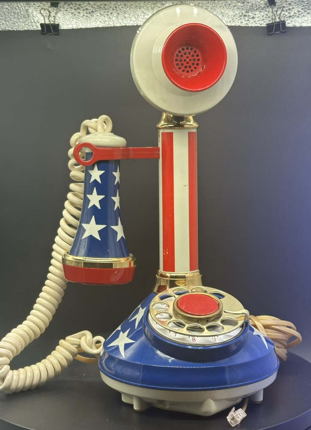 Vintage 1973 Candlestick Rotary Phone, Stars & Stripes Western Electric - tested Vintage 1973 Candlestick Rotary Phone, Stars & Stripes Western Electric - tested