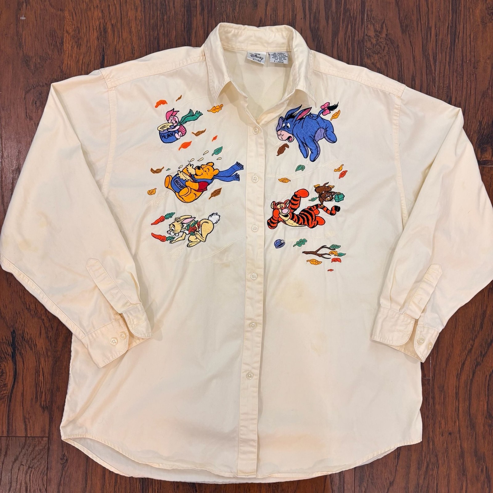Vintage Disney Store Embroidered Shirt Adult XL Pooh Eeyore Piglet Fall Autumn Vintage Disney Store Embroidered Shirt Adult XL Pooh Eeyore Piglet Fall Autumn