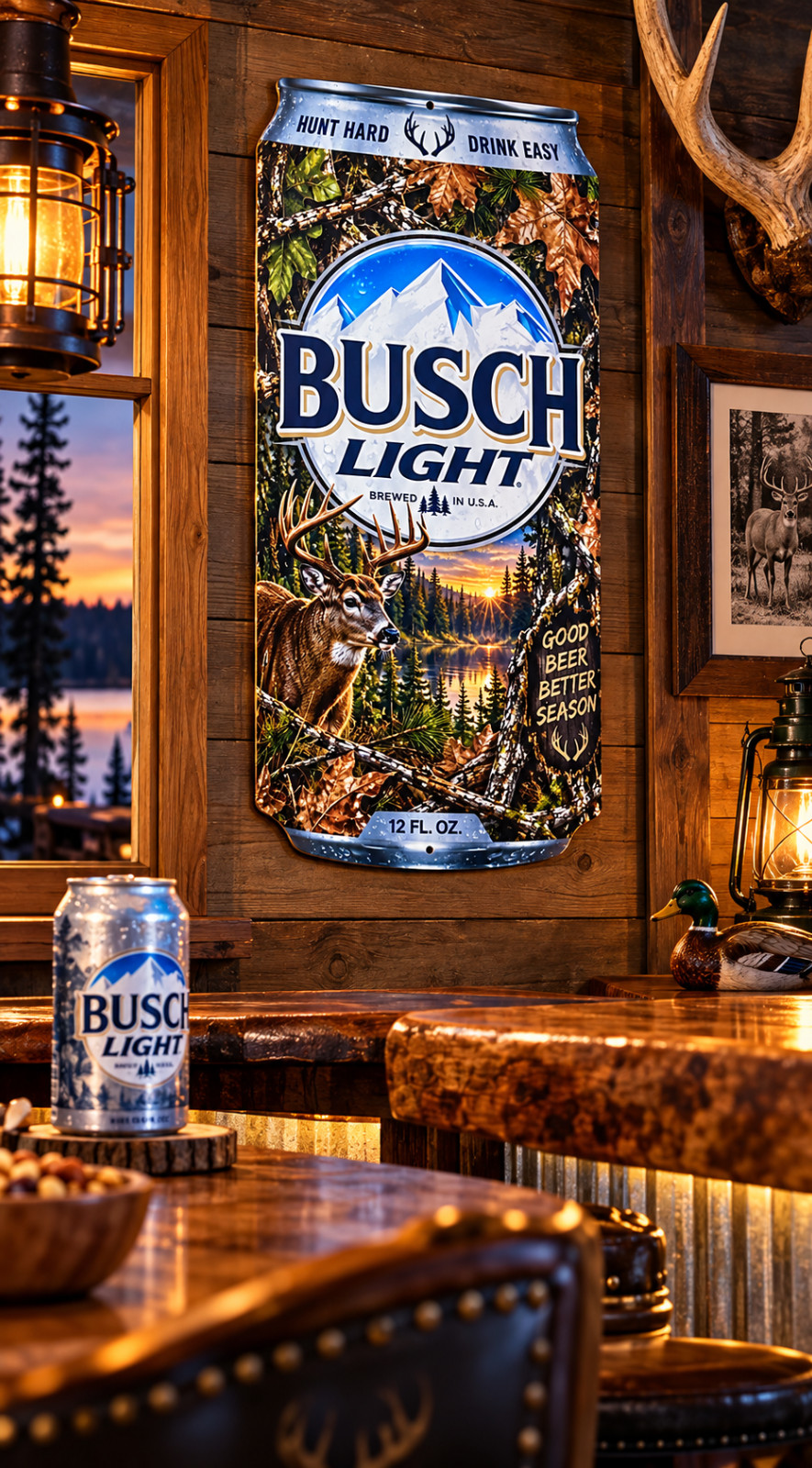 Busch Light Deer Hunting Can Sign - 13.5" x 28" x ¼"