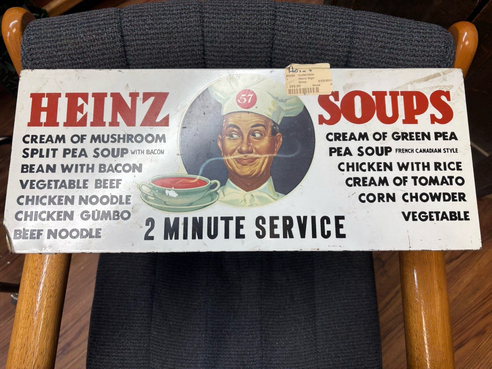 NICE~ 1940s era Graphic HEINZ SOUP TIN SIGN ~100% ORIGINAL NICE~ 1940s era Graphic HEINZ SOUP TIN SIGN ~100% ORIGINAL