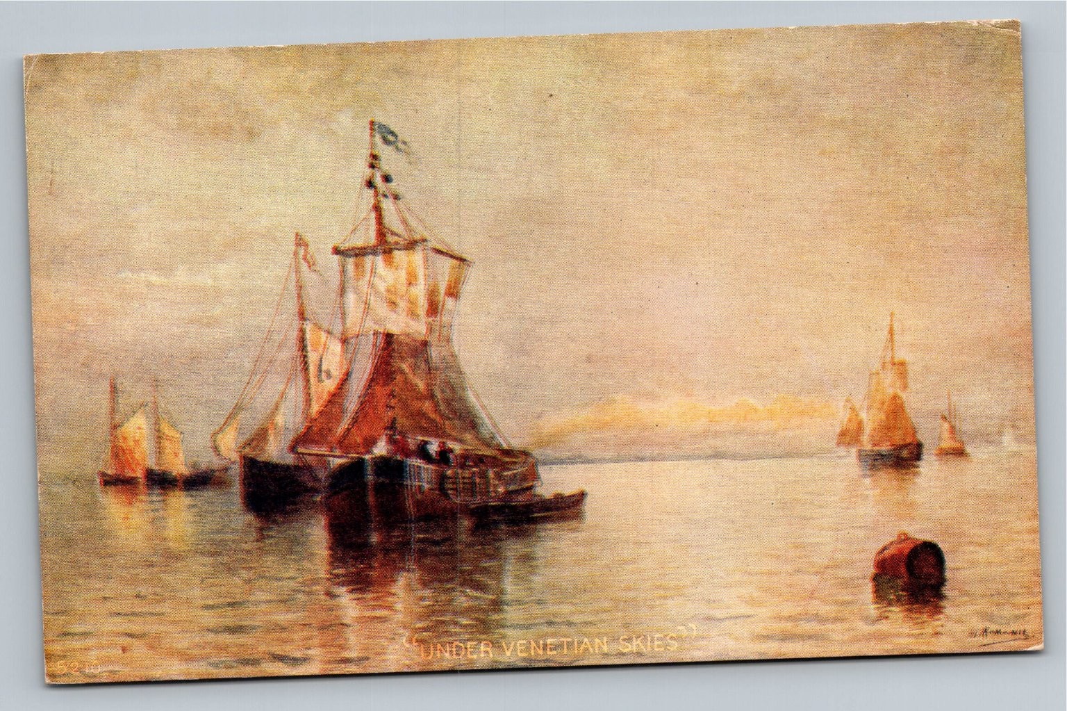 Vintage VENETIAN SKIES H. Ammann Art Postcard Italy Boats Seascape Pre-1920 Vintage VENETIAN SKIES H. Ammann Art Postcard Italy Boats Seascape Pre-1920